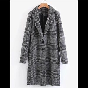 Single button plaid coat